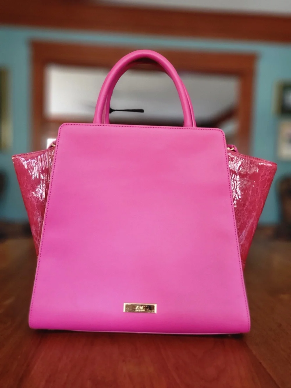 ZAC Zac Posen Large Pink Top Handle Satchel Crossbody Bag
